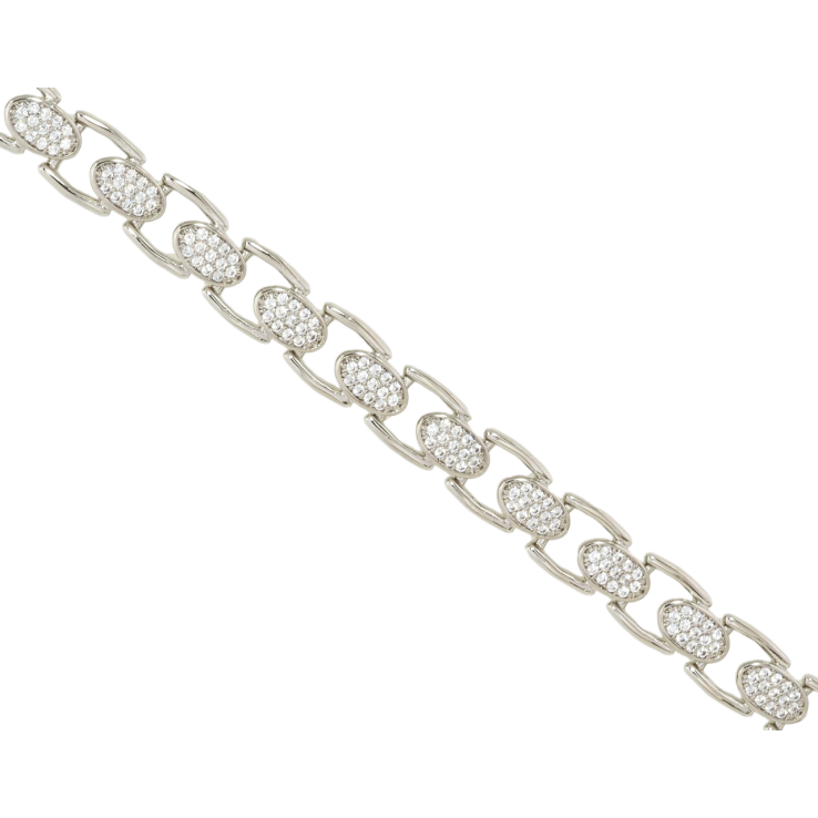 Браслет Xuping Родий Фигурные звенья с цирконием размер с доп. замком 17,19см х 7мм фото №3