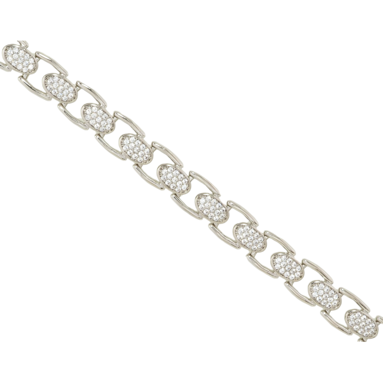 Браслет Xuping Родій Фігурні ланки з цирконієм довжина з дод. замком 17,19см х 7мм фото №16