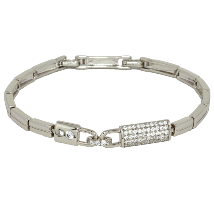 Браслет Xuping Родій Візерунок замочки з цирконієм довжина з дод. замком 17.5,19.5см х 4мм фото №2