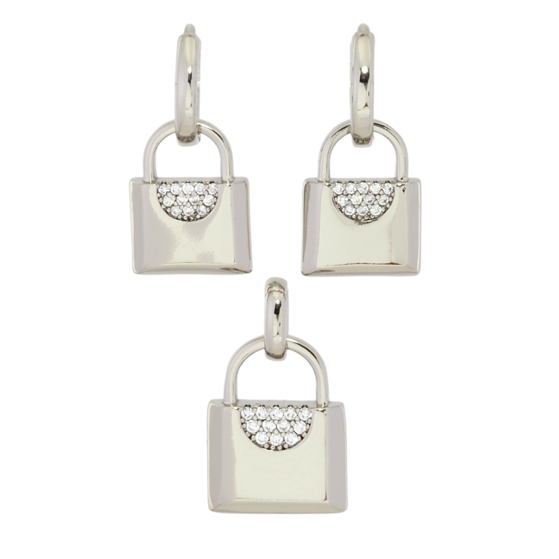 Набор Xuping Родий Серьги Кулон Замочки фото №1