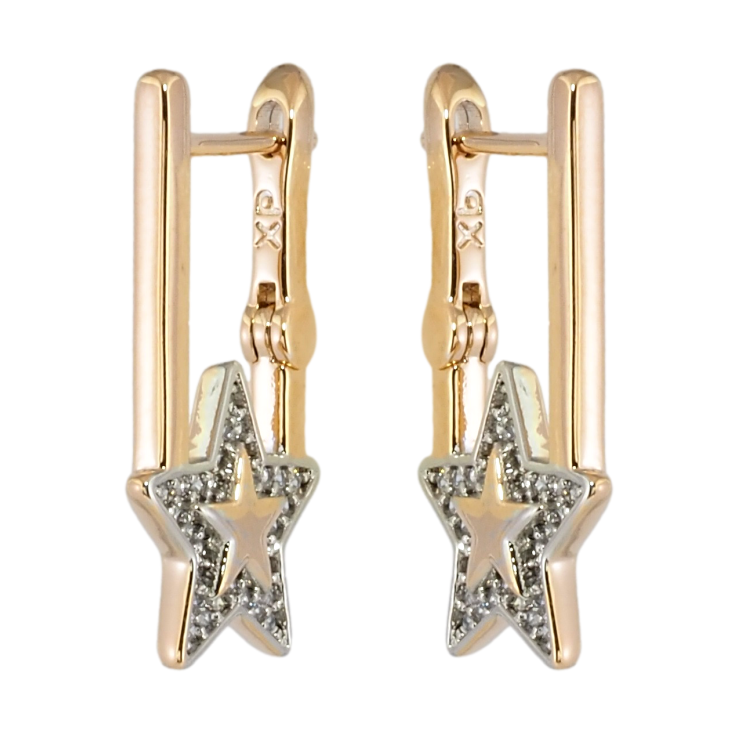 Серьги Xuping Позолота 18K + Родий английский замок Звезды с цирконием фото №6 Серьги Xuping Позолота 18K + Родий английский замок Звезды с цирконием фото №6