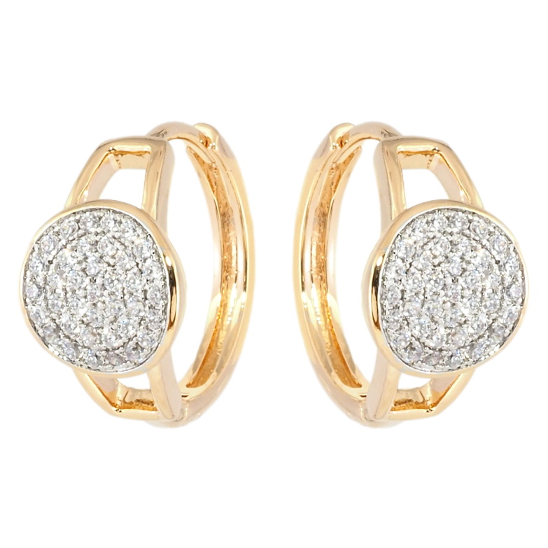 Сережки Xuping Позолота 18K + Родій колечки Інкрустація цирконієм фото №1