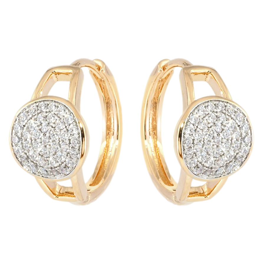 Серьги Xuping Позолота 18K + Родий колечки Инкрустация цирконием фото №1