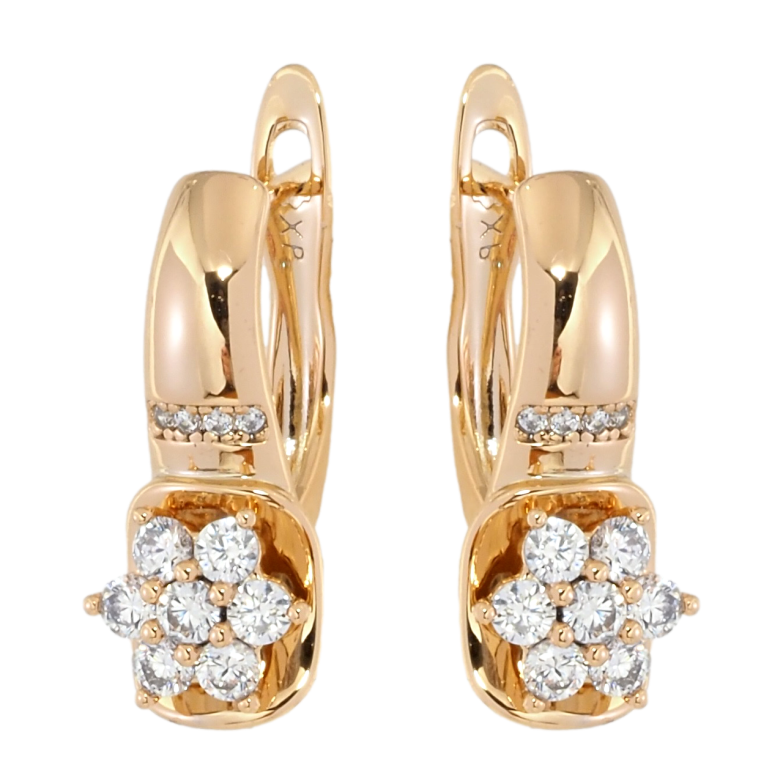 Сережки Xuping Позолота 18K англійський замок Квіточка з цирконію фото №1