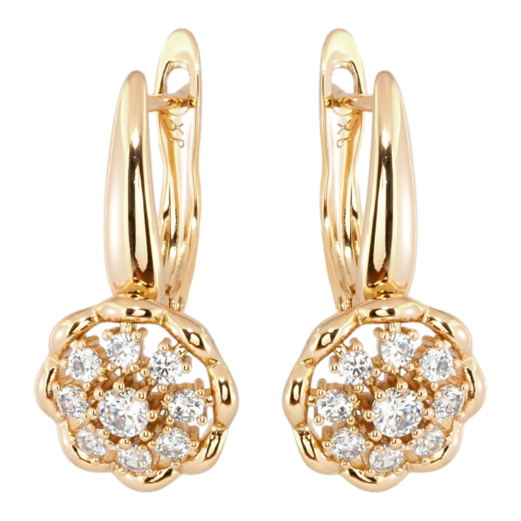 Сережки Xuping Позолота 18K англійський замок Квіточки з цирконієм фото №9