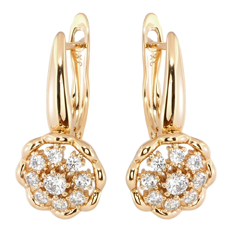Сережки Xuping Позолота 18K англійський замок Квіточки з цирконієм фото №1