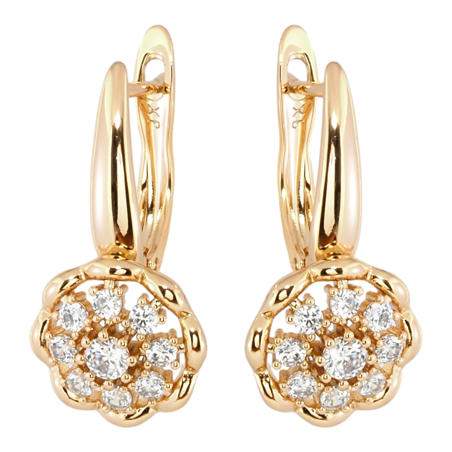 Сережки Xuping Позолота 18K англійський замок Квіточки з цирконієм фото №1