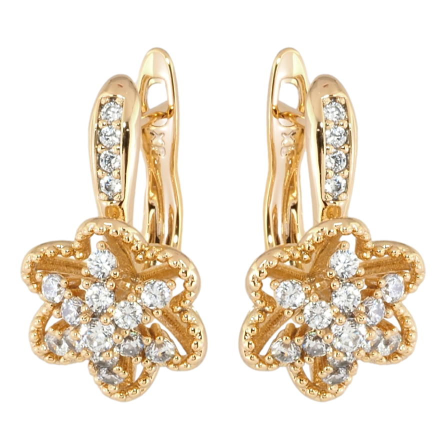 Сережки Xuping Позолота 18K англійський замок Квіточки з цирконієм фото №1