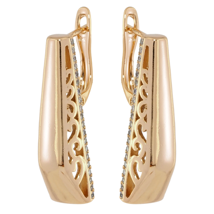 Серьги Xuping Позолота 18K английский замок Фигурные с боковым ажурным узором фото №10