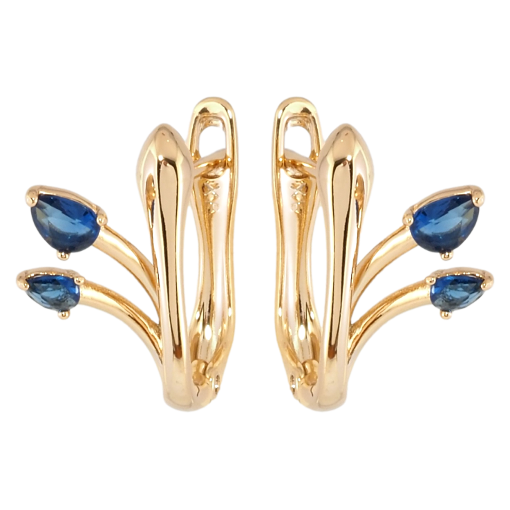 Сережки Xuping Позолота 18K англійський замок Феєрія з синіми фіанітами фото №14