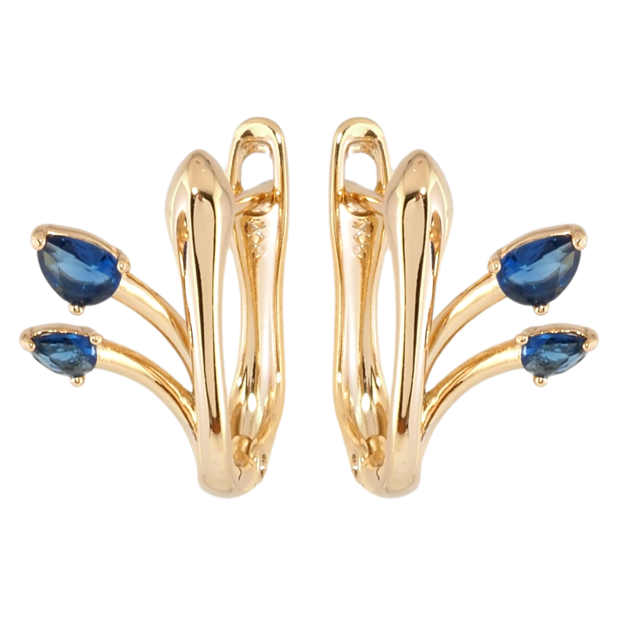 Сережки Xuping Позолота 18K англійський замок Феєрія з синіми фіанітами фото №1