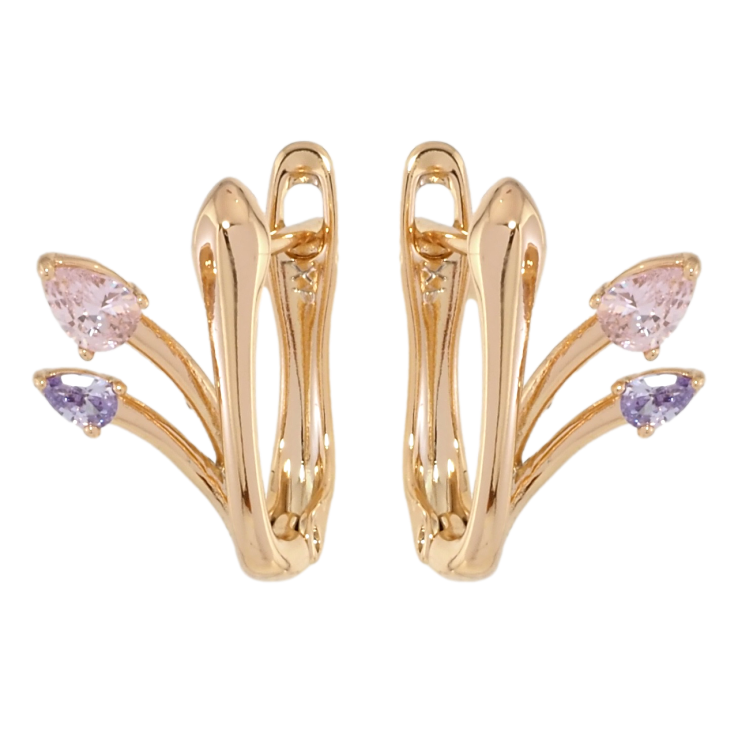 Серьги Xuping Позолота 18K английский замок Феерия с цветными фианитами фото №11