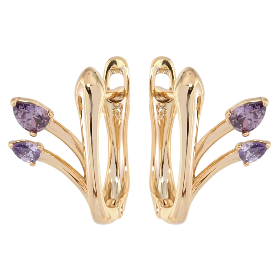 Сережки Xuping Позолота 18K англійський замок Феєрія з бузковими фіанітами фото №1