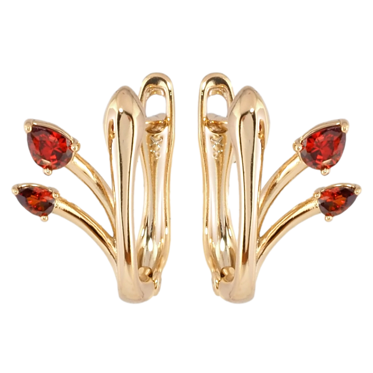 Сережки Xuping Позолота 18K англійський замок Феєрія з червоними фіанітами фото №13