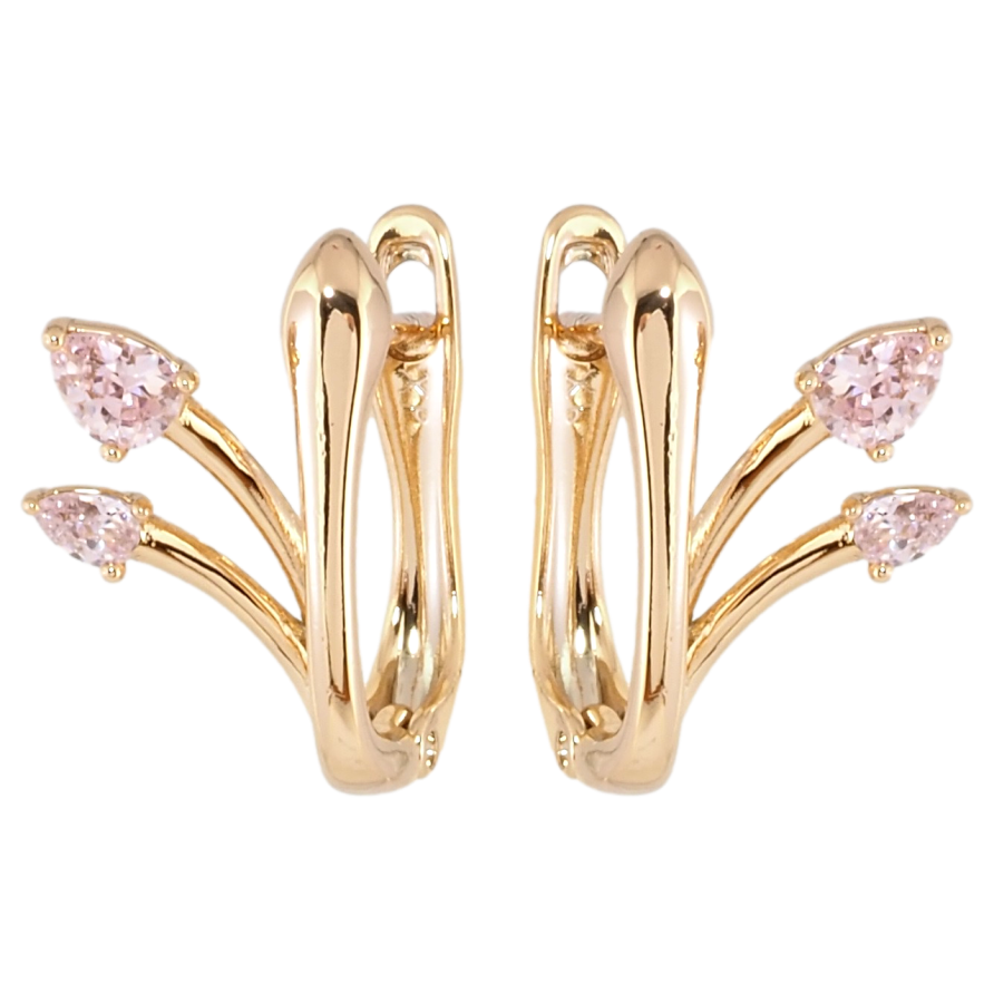 Сережки Xuping Позолота 18K англійський замок Феєрія з рожевими фіанітами фото №1