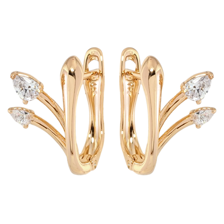 Сережки Xuping Позолота 18K англійський замок Феєрія з фіанітами фото №10