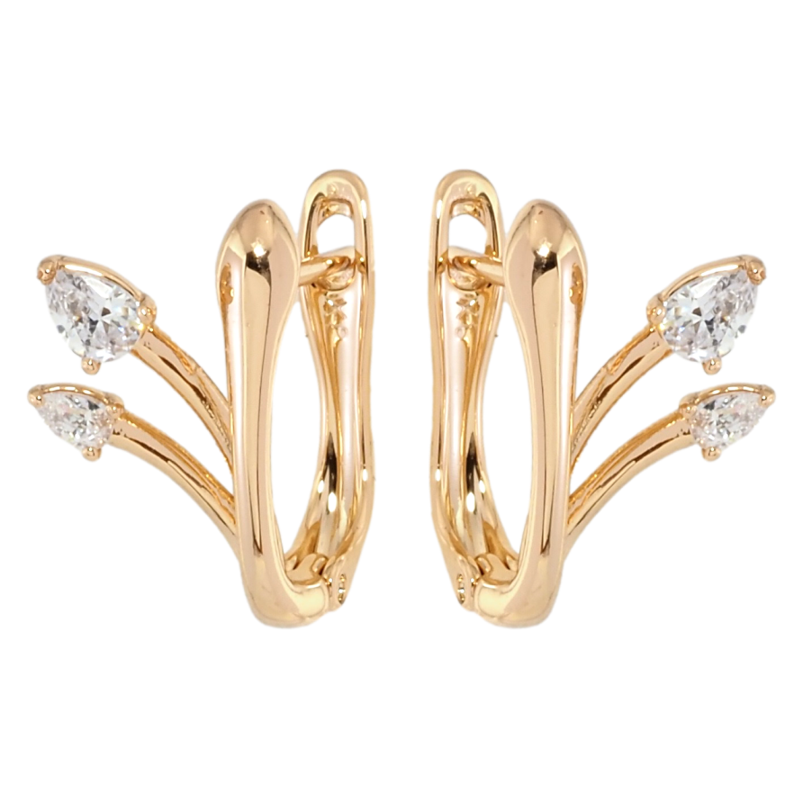 Сережки Xuping Позолота 18K англійський замок Феєрія з фіанітами фото №1