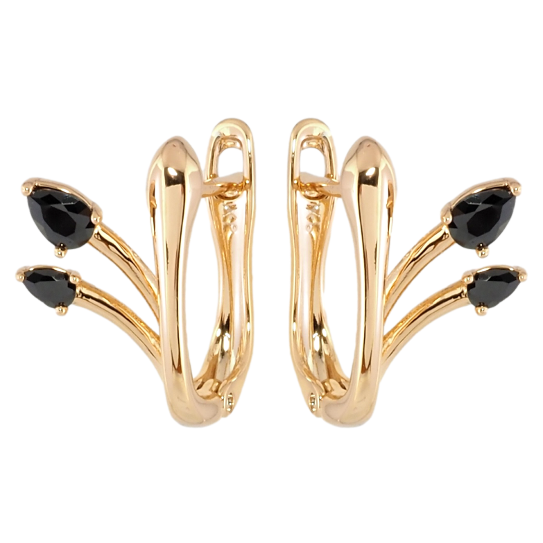 Сережки Xuping Позолота 18K англійський замок Феєрія з чорними фіанітами фото №1