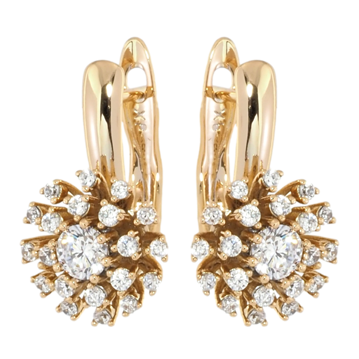 Сережки Xuping Позолота 18K англійський замок Квітка з цирконієм фото №10