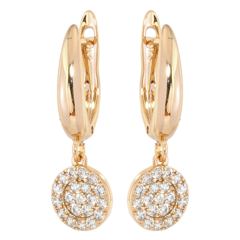 Сережки Xuping Позолота 18K англійський замок Круглі підвіски з цирконієм фото №1