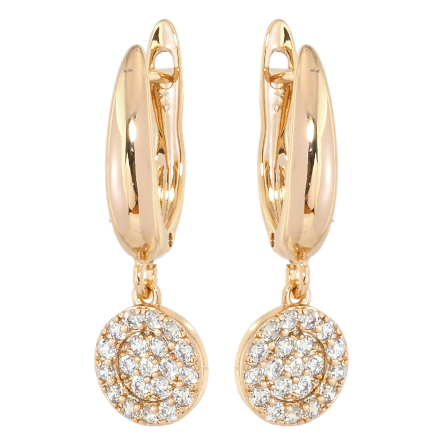 Сережки Xuping Позолота 18K англійський замок Круглі підвіски з цирконієм фото №1