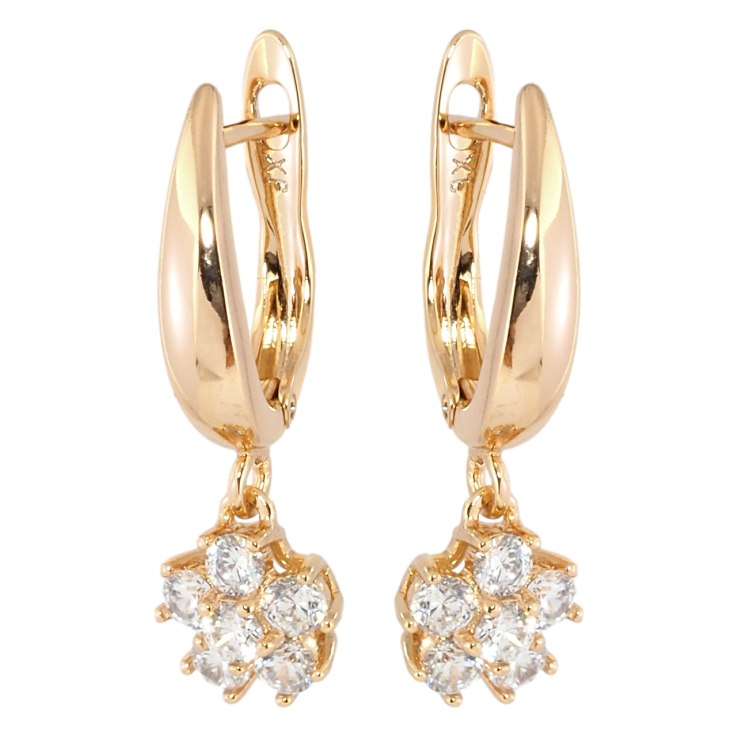 Серьги Xuping Позолота 18K английский замок Кристальные цветочки фото №20