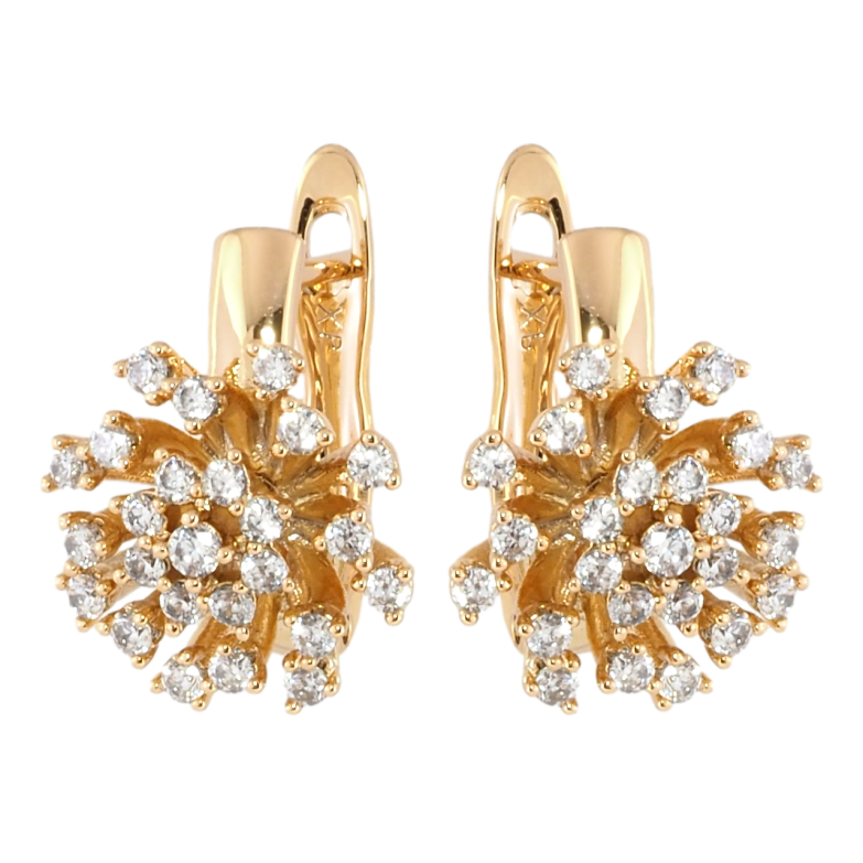 Сережки Xuping Позолота 18K англійський замок Квітковий візерунок з цирконієм фото №1