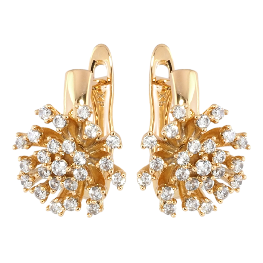 Сережки Xuping Позолота 18K англійський замок Квітковий візерунок з цирконієм фото №1