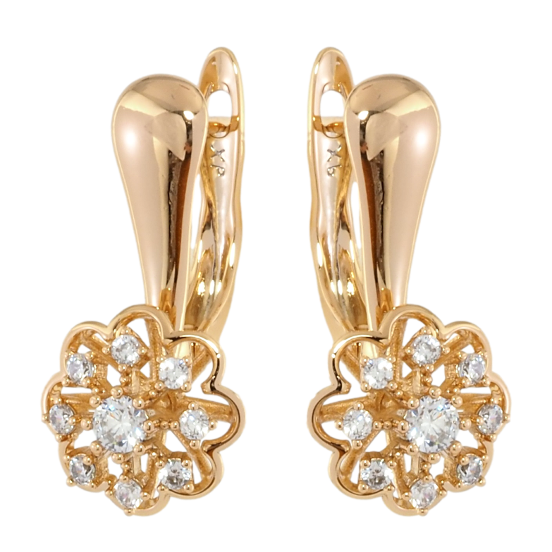 Серьги Xuping Позолота 18K английский замок Цветочки с цирконием фото №15