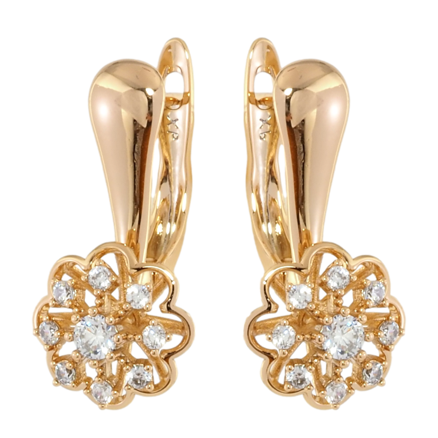 Сережки Xuping Позолота 18K англійський замок Квіточки з цирконієм фото №1