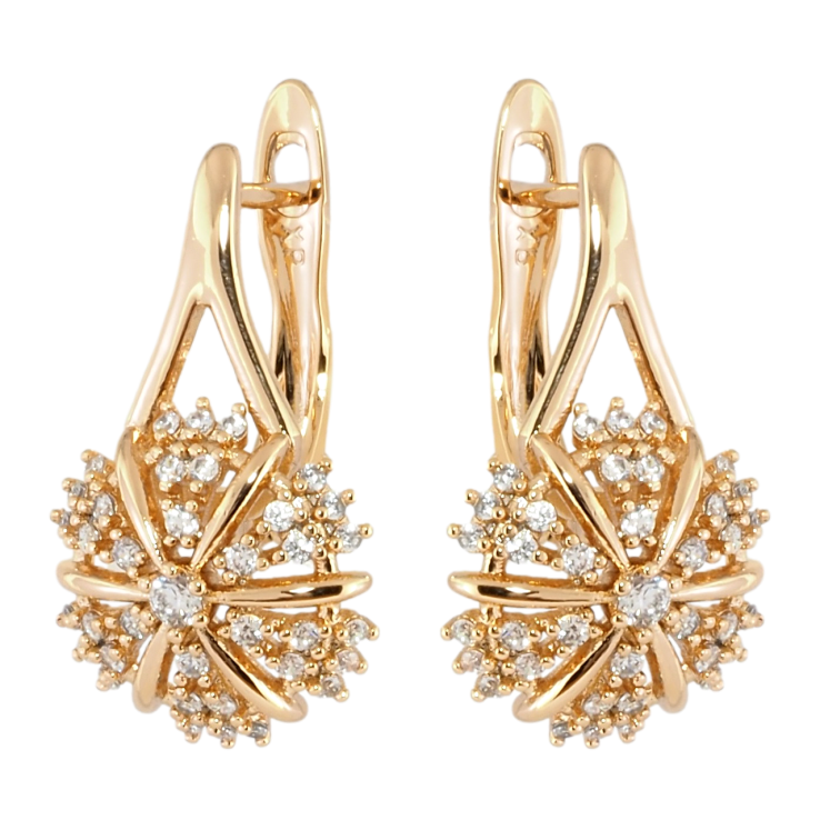 Сережки Xuping Позолота 18K англійський замок Квіточки з цирконієм фото №8