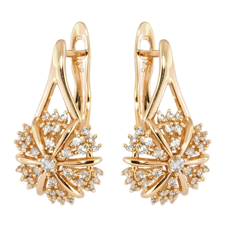 Сережки Xuping Позолота 18K англійський замок Квіточки з цирконієм фото №15