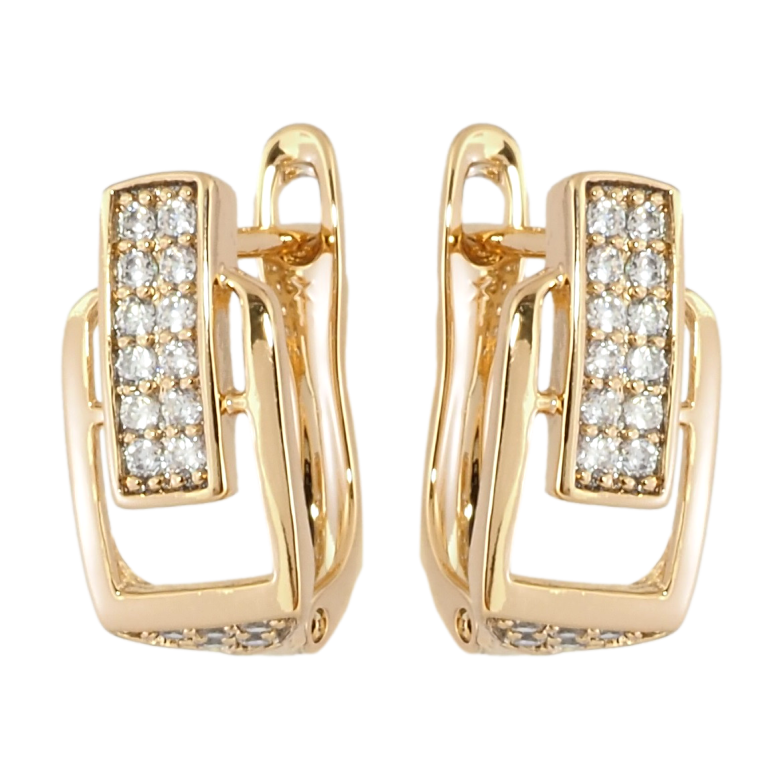 Серьги Xuping Позолота 18K английский замок Декоративные с цирконием фото №1