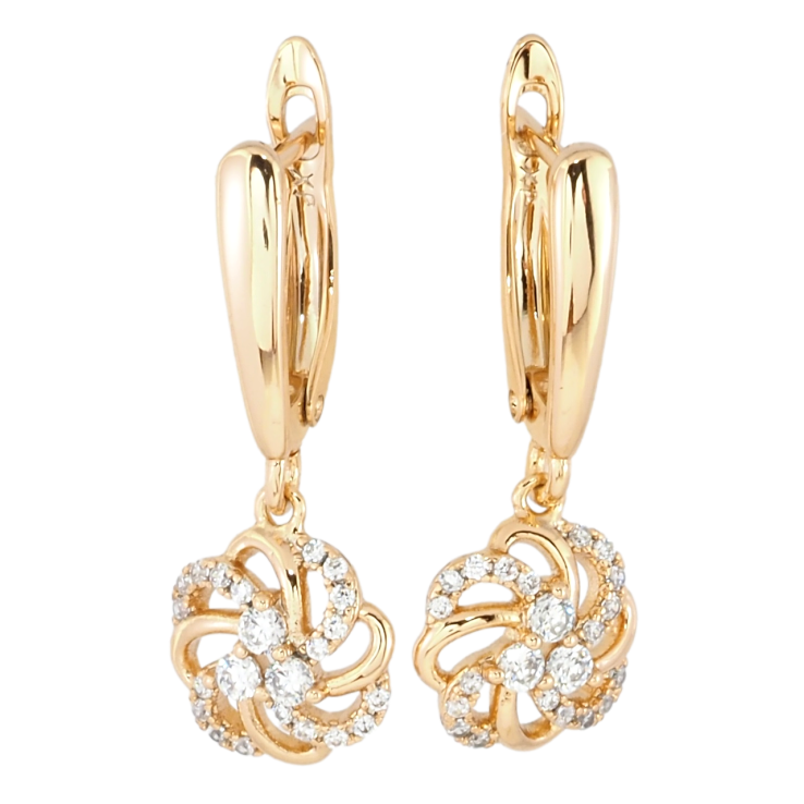 Сережки Xuping Позолота 18K англійський замок Квіткові підвіски фото №21