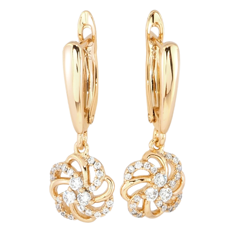 Серьги Xuping Позолота 18K английский замок Цветочные подвески фото №1