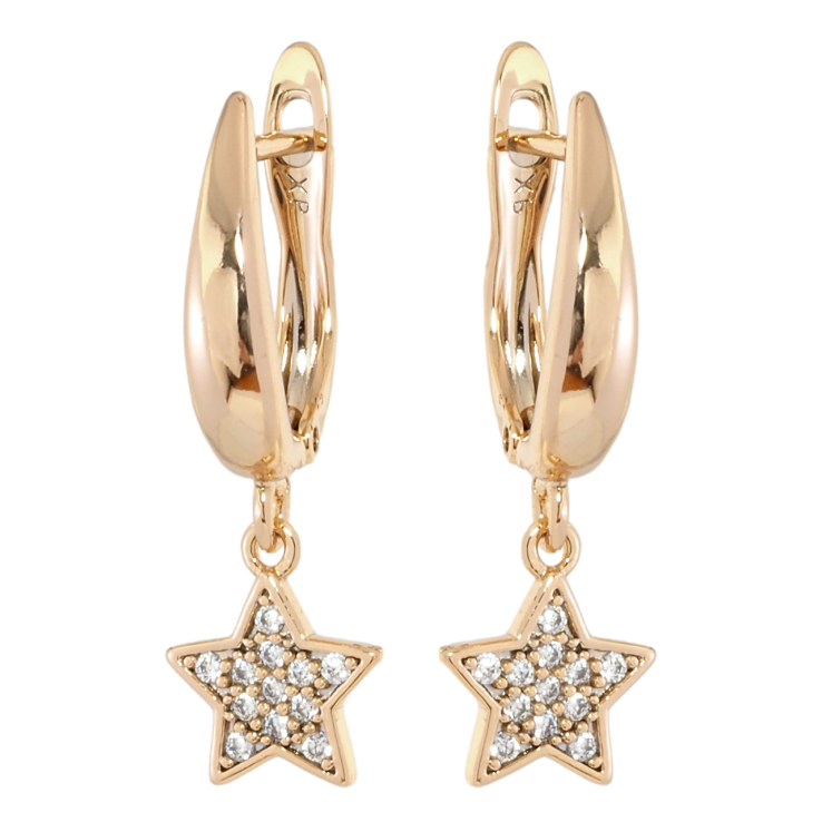 Сережки Xuping Позолота 18K англійський замок Зірки з цирконієм фото №22