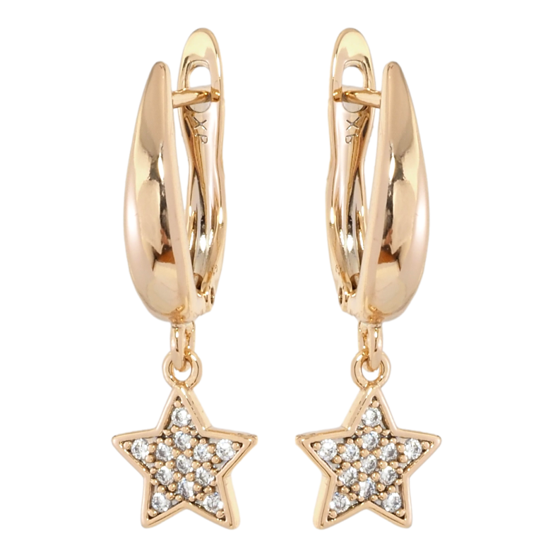 Сережки Xuping Позолота 18K англійський замок Зірки з цирконієм фото №1