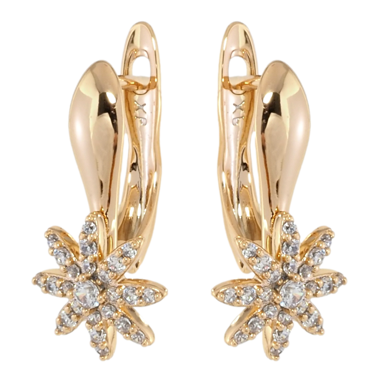 Серьги Xuping Позолота 18K английский замок Цветочки с цирконием фото №25