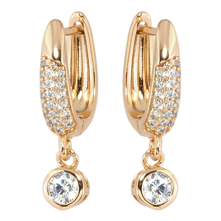 Сережки Xuping Позолота 18K англійський замок Підвіски з інкрустацією цирконієм фото №18