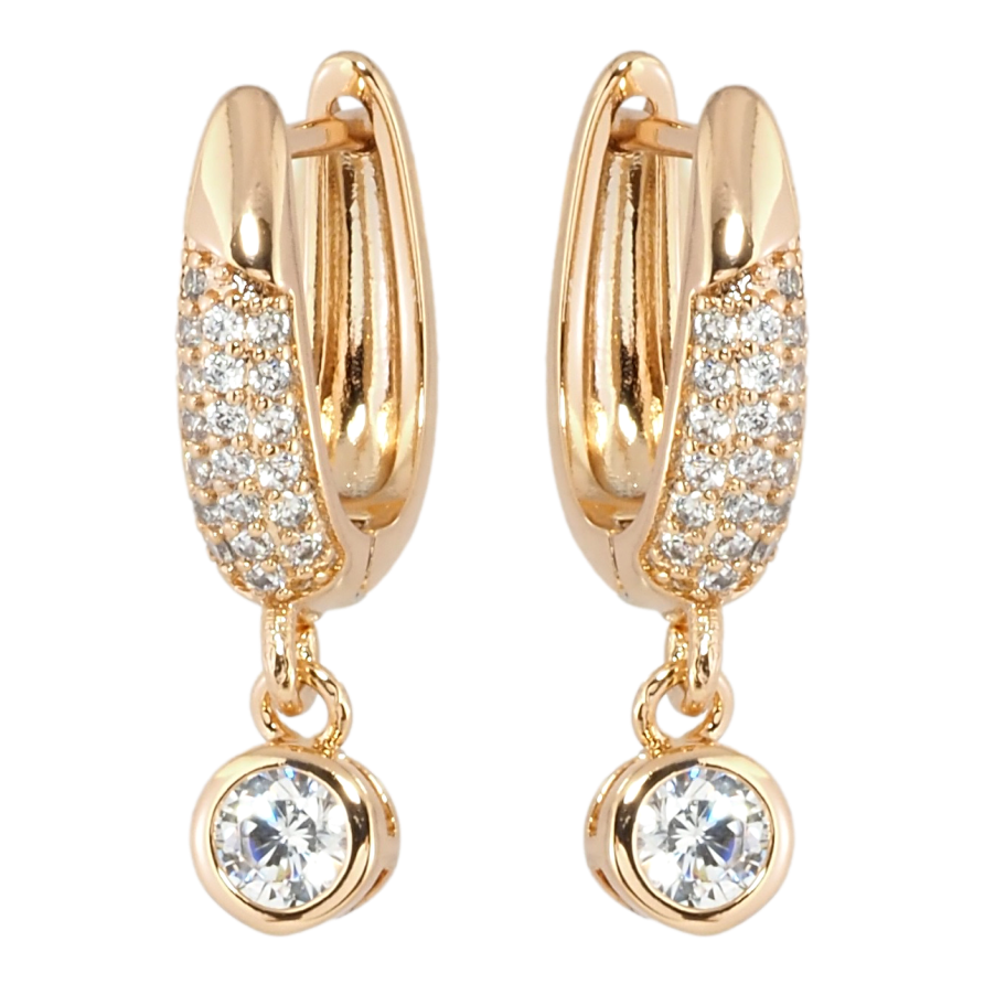 Сережки Xuping Позолота 18K англійський замок Підвіски з інкрустацією цирконієм фото №1