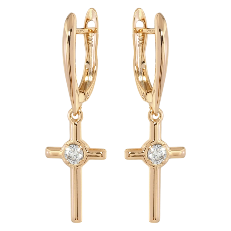 Серьги Xuping Позолота 18K английский замок Крестики с цирконием фото №2