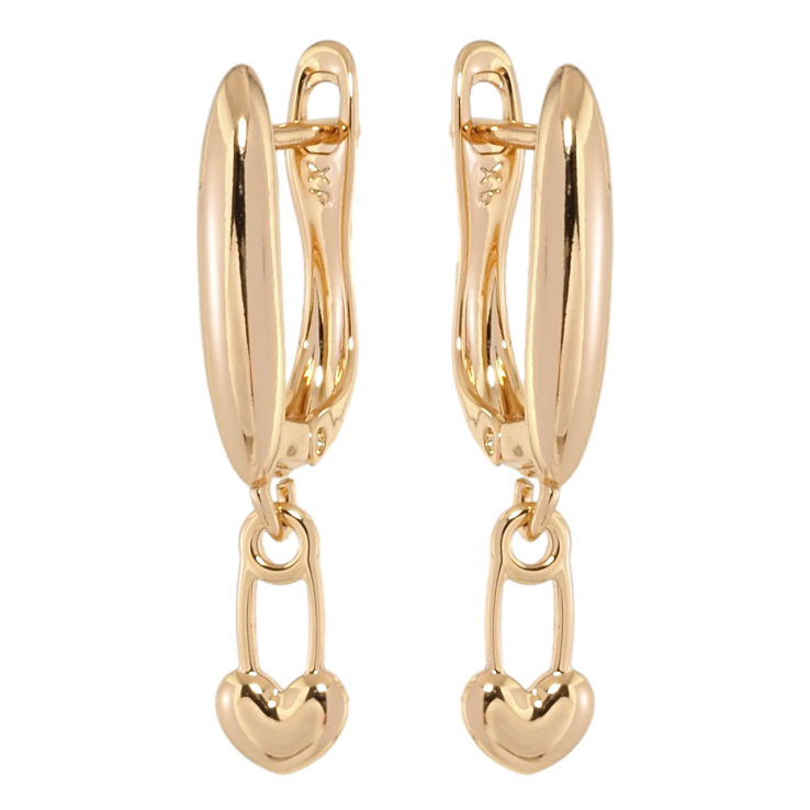 Серьги Xuping Позолота 18K английский замок Булавки-сердечки фото №11