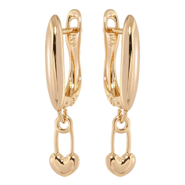 Сережки Xuping Позолота 18K англійський замок Шпильки-сердечки фото №3