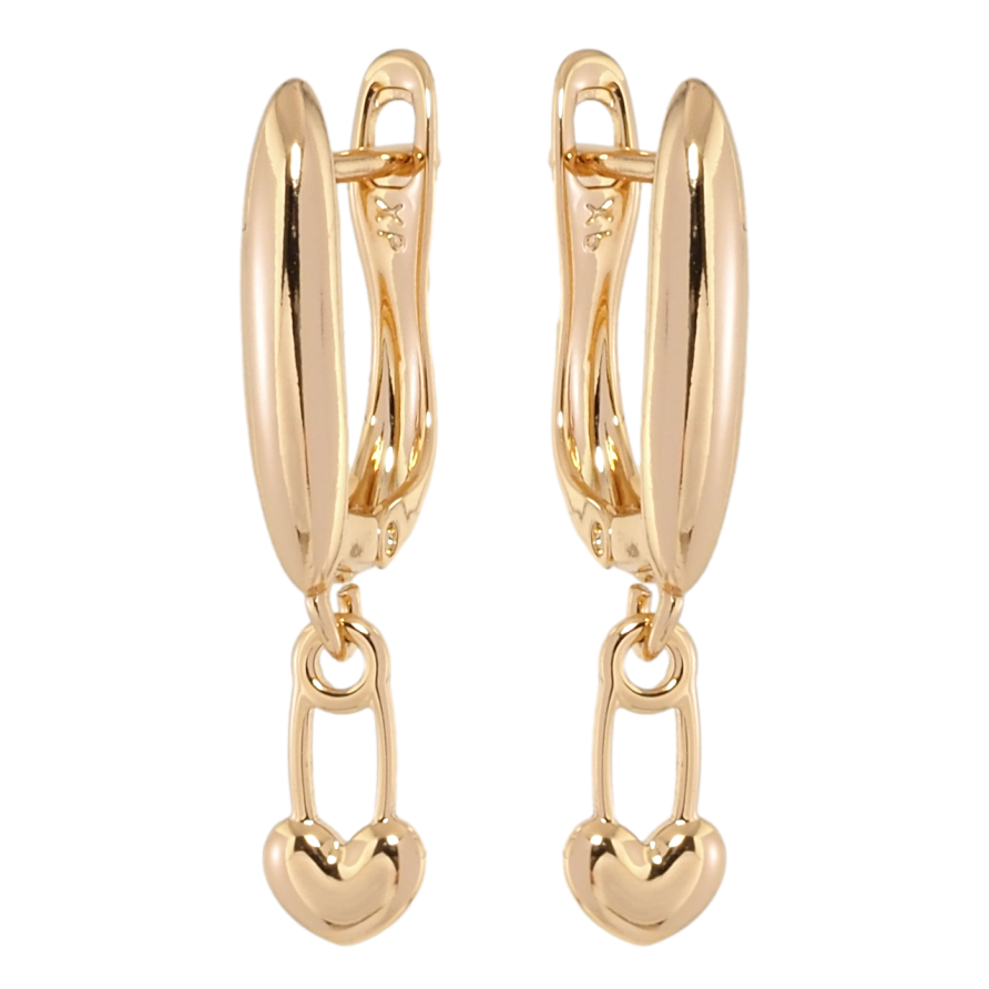 Серьги Xuping Позолота 18K английский замок Булавки-сердечки фото №1