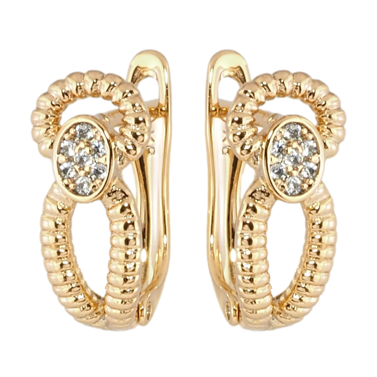 Серьги Xuping Позолота 18K английский замок Узор петельки с цирконием фото №9