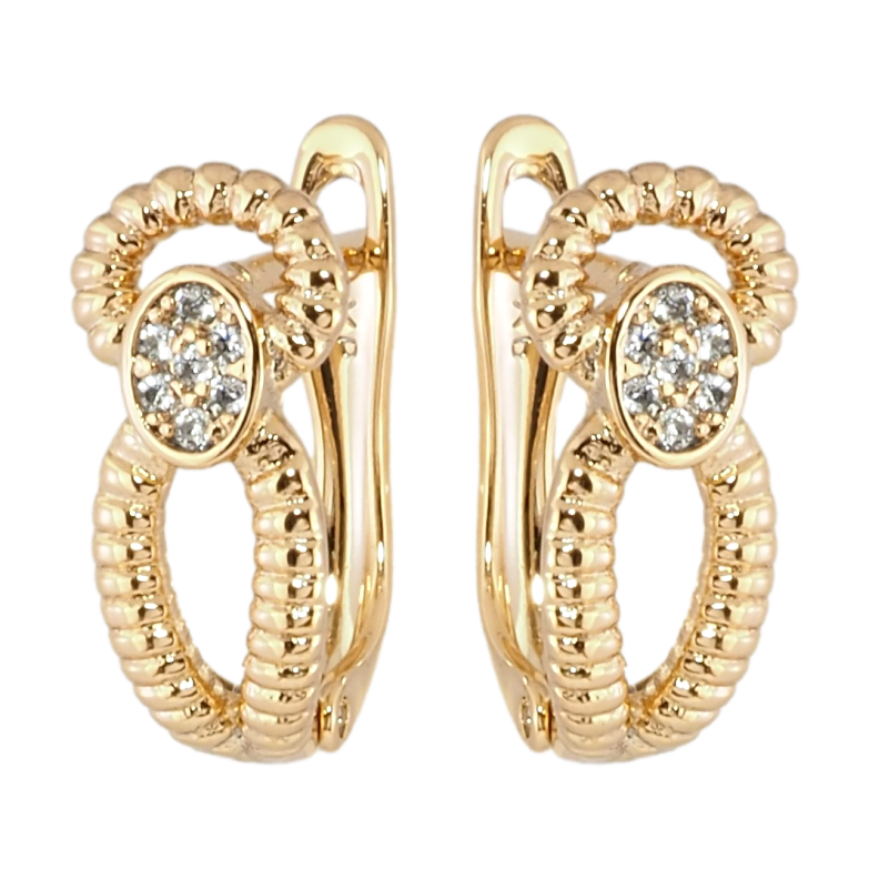 Серьги Xuping Позолота 18K английский замок Узор петельки с цирконием фото №2