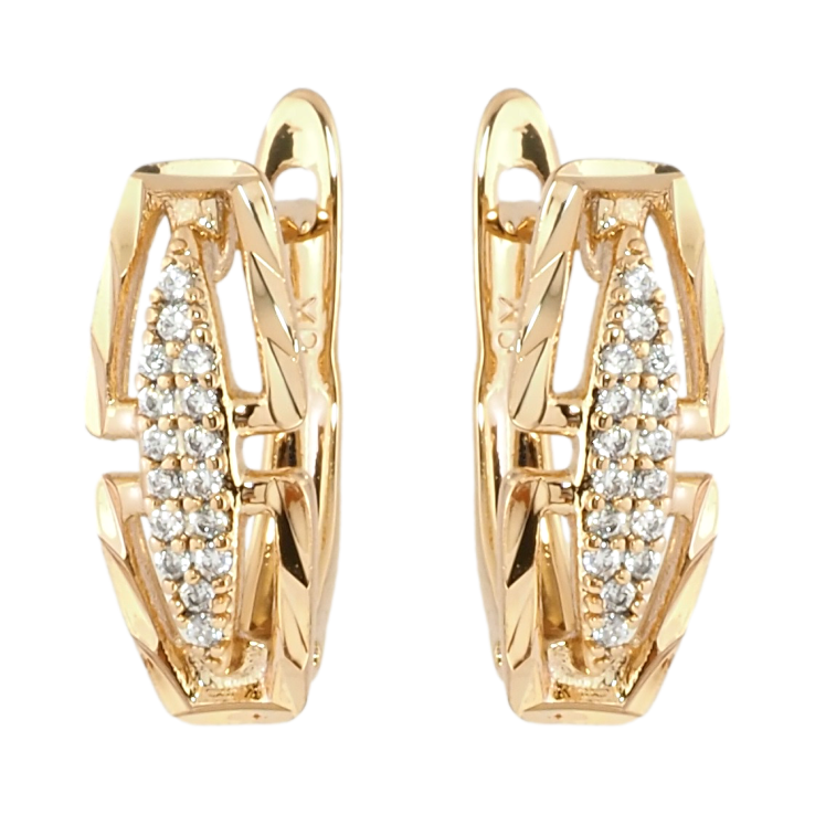 Сережки Xuping Позолота 18K англійський замок Візерунок з цирконієм фото №23