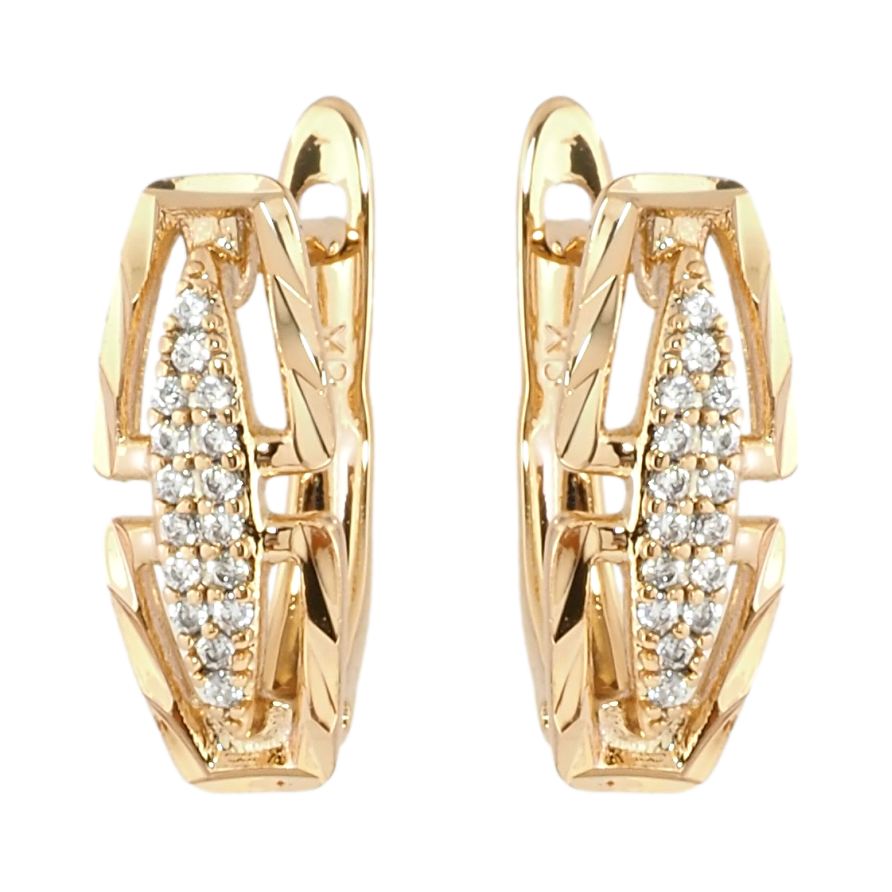 Серьги Xuping Позолота 18K английский замок Узор с цирконием фото №1