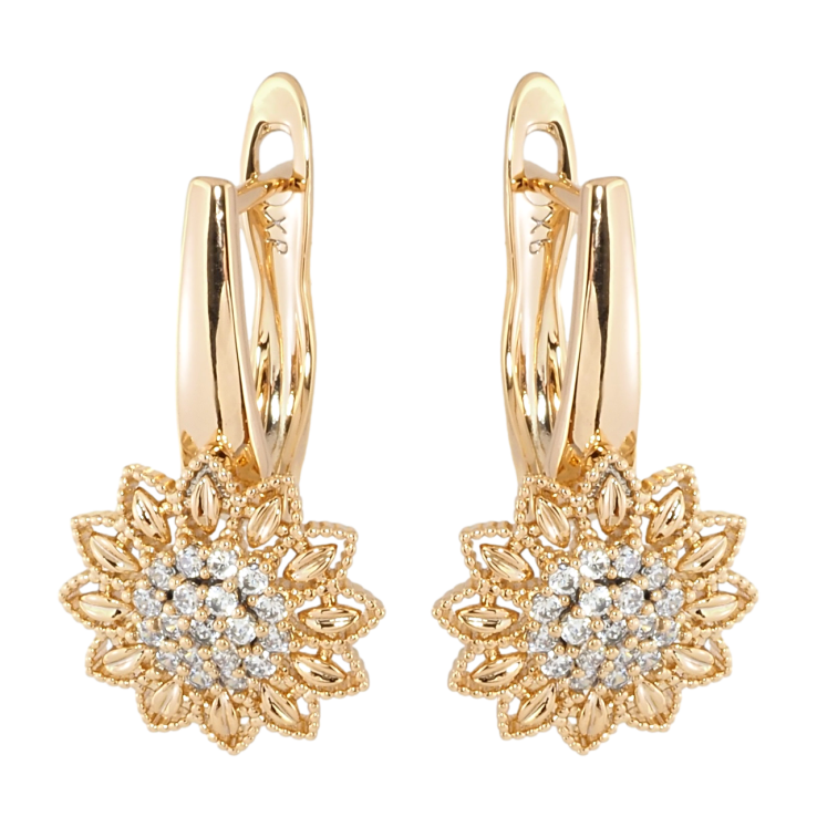 Сережки Xuping Позолота 18K англійський замок Квіточки з цирконієм фото №19