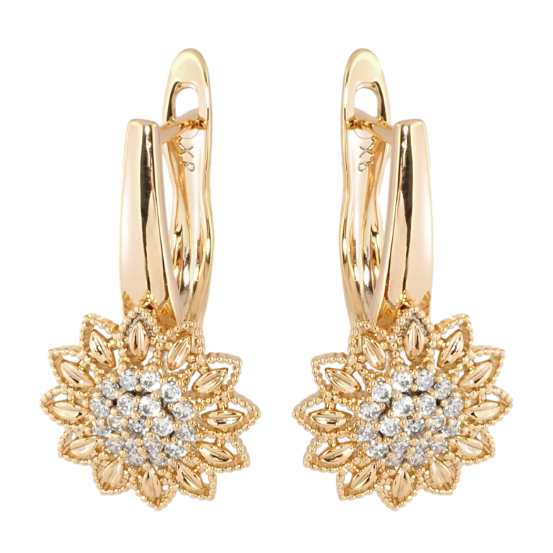 Сережки Xuping Позолота 18K англійський замок Квіточки з цирконієм фото №1